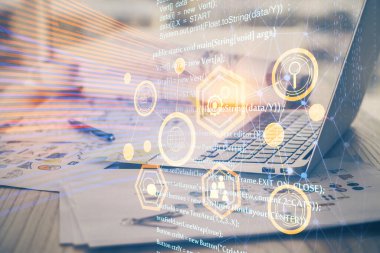 Bilgisayar ve teknoloji temalı Hud 'a çifte maruz kalma. Yenilik kavramı.