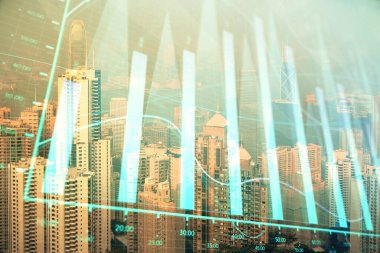 Gökdelenler, duvar kağıtları, çift pozlu eski şehir haritası. Finansal araştırma kavramı.