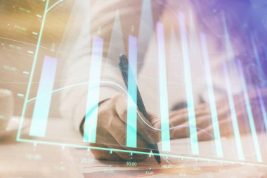 Mali ticaret şeması Man masaüstü arkaplanı ile çoklu pozlama.