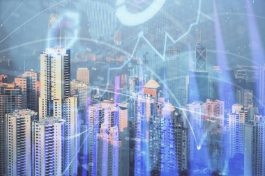 Gökdelenler, duvar kağıtları, çift pozlu eski şehir haritası. Finansal araştırma kavramı.