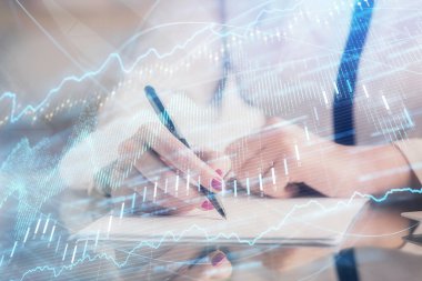 El Forex grafik renk ile notlar yapma çift pozlama. Hisse senedi piyasası konsepti.