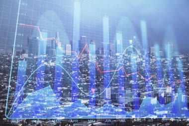 Gökdelenler, duvar kağıtları, çift pozlu eski şehir haritası. Finansal araştırma kavramı.