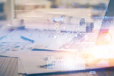 Bilgisayar ve teknoloji temalı Hud 'a çifte maruz kalma. Yenilik kavramı.