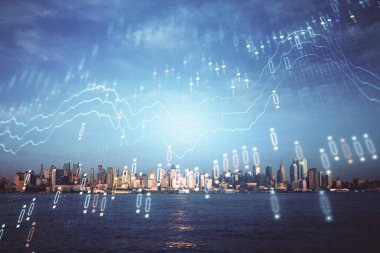 Gökdelenler, duvar kağıtları, çift pozlu eski şehir haritası. Finansal araştırma kavramı.