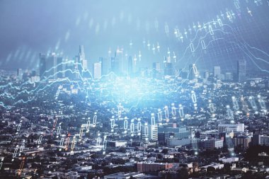 Gökdelenler, duvar kağıtları, çift pozlu eski şehir haritası. Finansal araştırma kavramı.