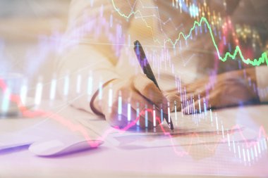 Mali ticaret şeması Man masaüstü arkaplanı ile çoklu pozlama.