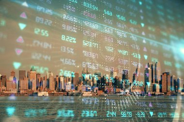 Gökdelenler, duvar kağıtları, çift pozlu eski şehir haritası. Finansal araştırma kavramı.