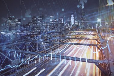 Yüksek binaların arka planında çoklu pozlama olan eski şehir haritası. Finansal araştırma kavramı.