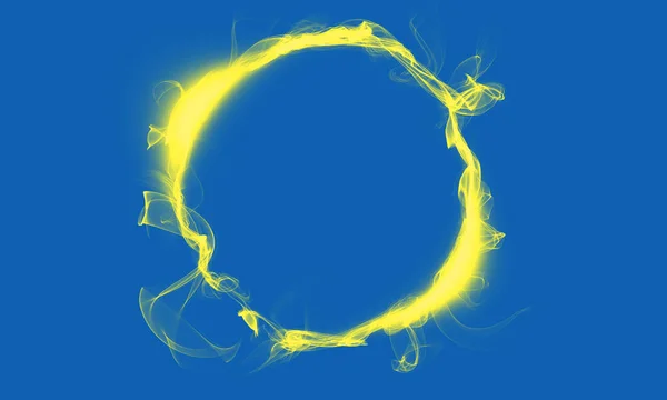 Желтое на голубом кольце, состоящем из дыма. Волшебная вещь. Фантазия — стоковое фото