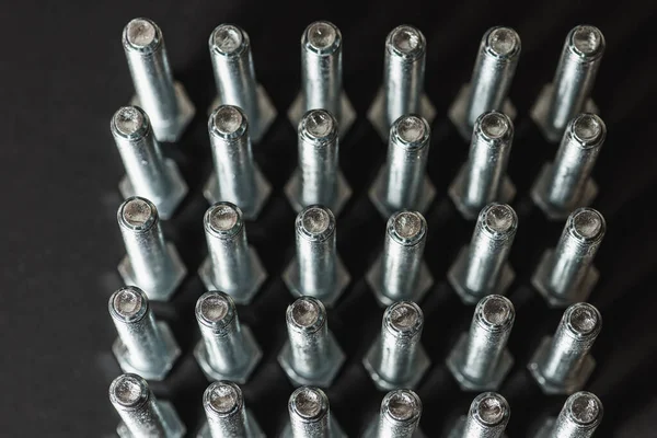 Metal Bolts Isolated Dark Background — Stock Photo, Image