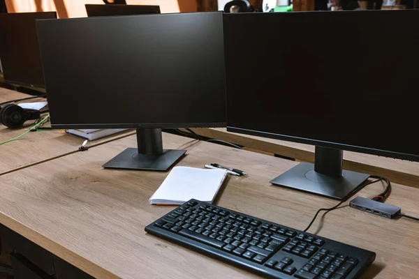 desktop, pc computer screen for business at desk