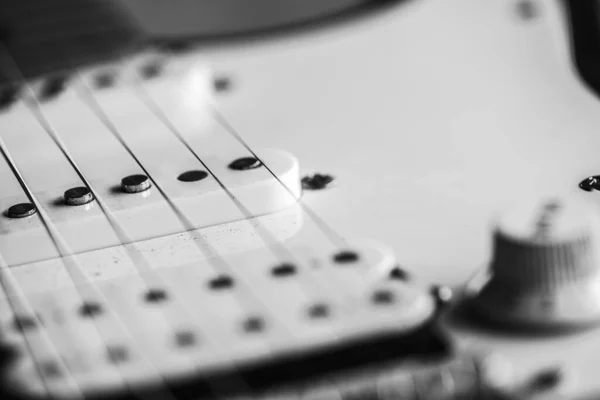 Cordas Guitarra Perto Detalhe Guitarra Acústica Foco Seletivo — Fotografia de Stock