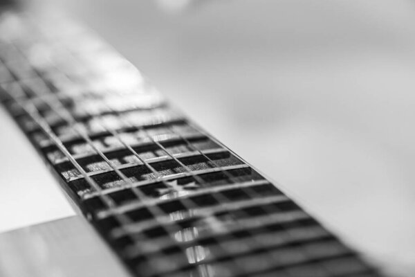 Acoustic guitar close-up selective focus