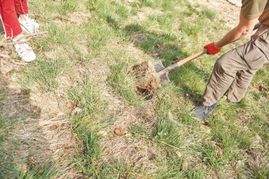 Ağaç dikiyorum. Ağaç dikip, sonra da ağacı sulayan genç bir adama yaklaş. Çevre ve ekoloji kavramı