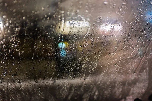 Drops Rain Window Colored Gentle Side Evening Photo — Stock Photo, Image