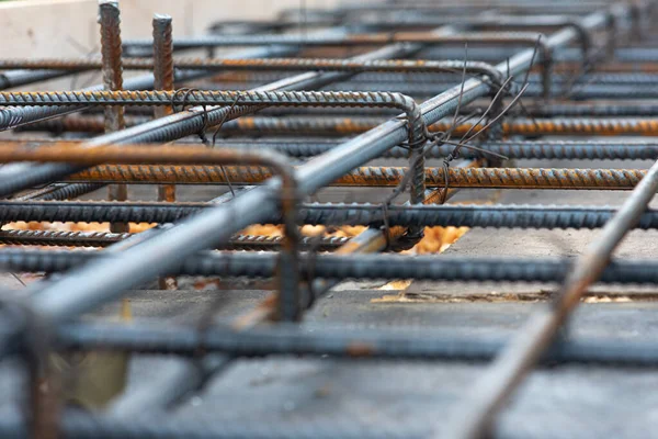 Bouwplaats Voorbereiding Voor Het Gieten Van Beton Metaalwapening Grafische Middelen — Stockfoto