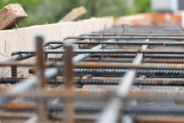 Nşaat Alanı Beton Dökme Hazırlığı Metal Takviyesi Grafik Kaynağı Inşaat — Stok fotoğraf