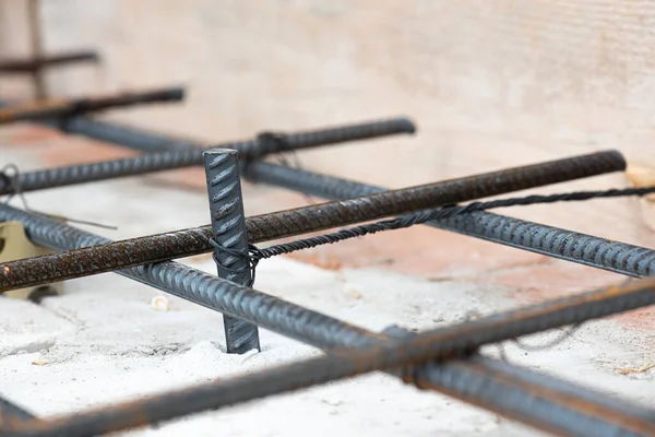 Nşaat Alanı Beton Dökme Hazırlığı Metal Takviyesi Grafik Kaynağı Inşaat — Stok fotoğraf