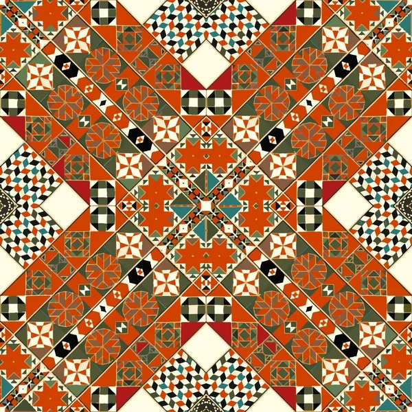 Afrikanische Zeichnung. Nahtloses aztekisches Muster. Geometrischer nahtloser Druck. Tribal Vintage Textur. Amerikanische Ornamente. Boho wiederholen Textur. Stammesindische ethnische nahtlose Gestaltung. Festlich bunt — Stockvektor