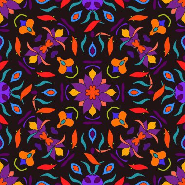 Çiçeksiz desen. Vektör doğa dekoratif duvar kağıdı. Renkli sanat deseni ve stilize çiçekler. Ambalaj kağıdı, ağ, kapak, kumaş, tekstil, perdeler için tasarım