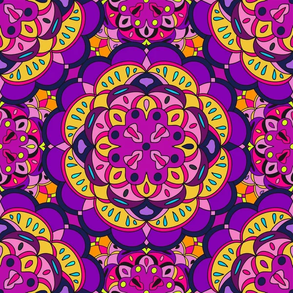 Abstracto Festivo Colorido Mandala Vector Patrón Étnico Tribal — Vector de stock
