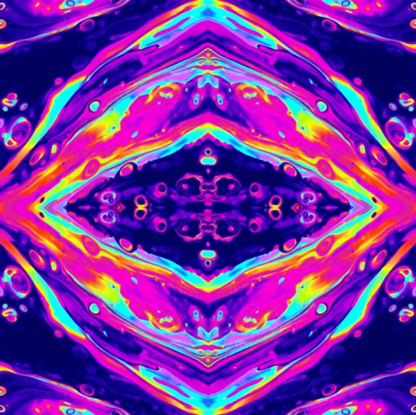 ヴィンテージ装飾要素 手描きの背景 イスラム アラビア語 インドのモチーフ ネオン虹万華鏡対称 染料を絞りなさい Ebru虹のパターン サイケデリック オーナメント — ストック写真