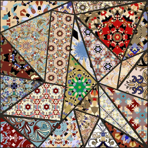 Fondo Pantalla Mosaico Mosaico Español Étnico Abstracto Patrón Sin Costuras — Archivo Imágenes Vectoriales