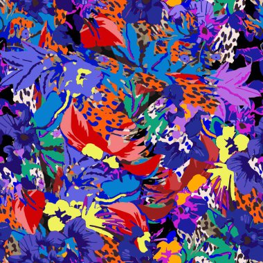 Hayvan derisi, leopar, yılan, zebra, kaplan safarisi afrika moda, kumaş ve beyaz arka plandaki tüm izleri karıştırın.