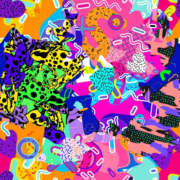 Karalama geometrik arkaplan için soyut renkli çizgi film dokusu. Broşür kapağı tasarımı için vektör eğilimi şekli. Erkek ve kız çocukları için kıyafet yazdırma eğiliminin vektör şekli.