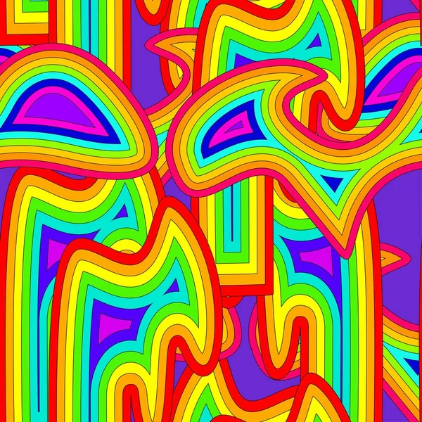 彩虹选择艺术背景 无缝线矢量图样 Lgbt颜色 抽象的几何条纹图案 矢量图解 波浪形图案 — 图库矢量图片