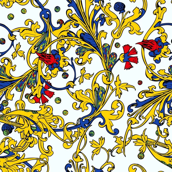 Mandala Floreale Etnico Modello Senza Soluzione Continuità Colorato Sfondo Mosaico — Vettoriale Stock