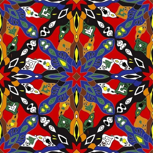 Tribale Vintage Modello Etnico Senza Cuciture Stampa Estiva Geometrica Multicolore — Vettoriale Stock