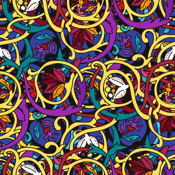 Patrón Sin Costura Mandala Floral Étnica Fondo Colorido Del Mosaico — Vector de stock