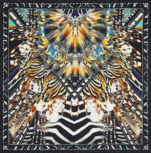 Soyut hayvan çizgili zebra ve papağan tüyü deseni.