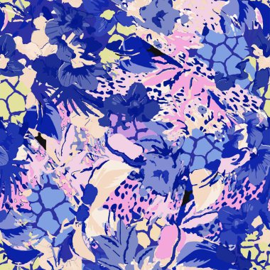 Hayvan derisi, leopar, yılan, zebra, kaplan safarisi afrika moda, kumaş ve beyaz arka plandaki tüm izleri karıştırın.