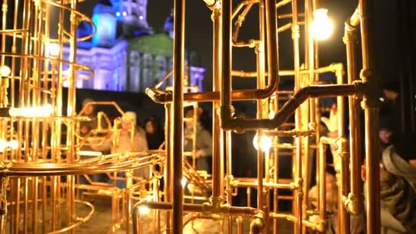 Lichtshow auf dem Senatsplatz in Helsinki. Festival des Lichts lux helsinki. — Stockvideo