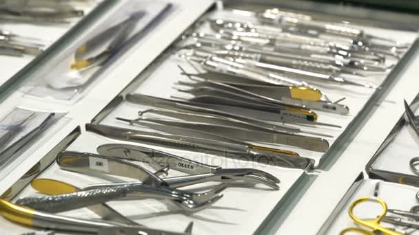 Set of stomatological tools and instruments. — Stock Video