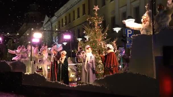 Průvod Santa Claus v Helsinkách, Finsko. — Stock video