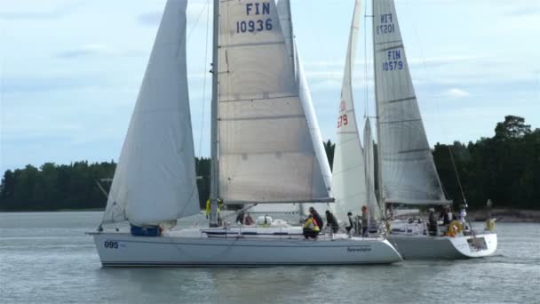 Un sacco di barche nella baia del Mar Baltico . — Video Stock