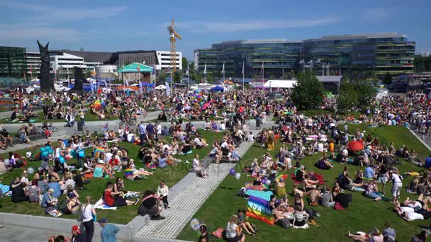 Miles de personas en el gran Picnic en honor al Orgullo de Helsinki 2016 . — Vídeos de Stock