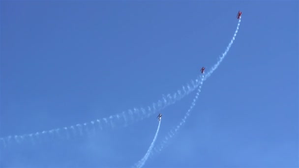 곡예비행 팀 북극 이글스 선물 복 엽 비행기 하늘 보기. — 비디오