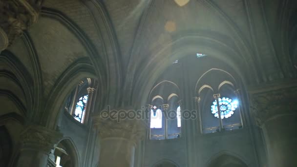 Interior de Notre Dame de Paris, Francia — Vídeo de stock
