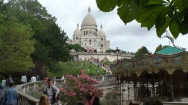Basilique du Sacré Coeur Katedrali Paris Montmartre Tepesi üzerinde. Fransa.