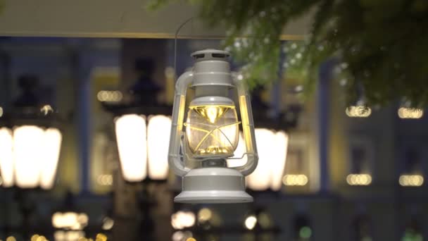 Christmas Lantern on the Christmas holiday market — Stock Video