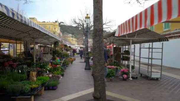 Η διάσημη υπαίθρια αγορά στην παλιά πόλη της Νίκαιας, Γαλλία — Αρχείο Βίντεο