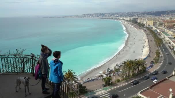 Nice, baai van de engelen Baie-des-Anges, Provence, C te dazur, Frankrijk — Stockvideo