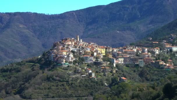 Ancient town of Perinaldo high in the Alps in the west of Italy — Stock Video