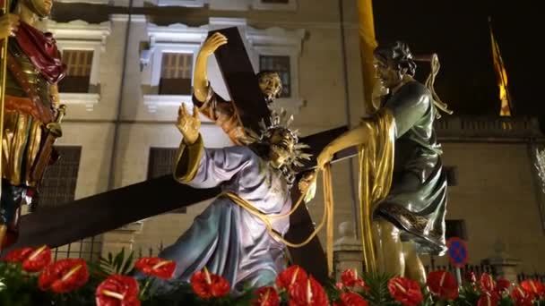 Semana Santa Católica Desfile en España — Vídeos de Stock
