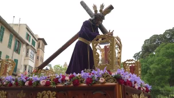 Semana Santa Católica Desfile en España — Vídeo de stock