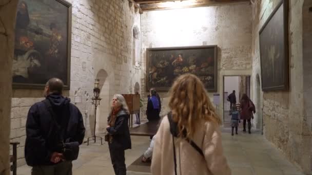 Interior do Palácio Real de La Almudaina em Palma de Maiorca, Espanha . — Vídeo de Stock